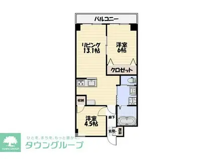 フェアリーヒルズ保木間(2DK/2階)の間取り写真