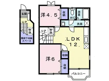 サンパティークB(2LDK/2階)の間取り写真