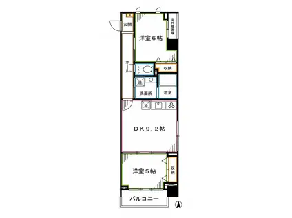 GRACE HEIGHTS YAYOICHO(2DK/6階)の間取り写真