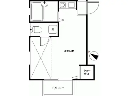 サンクもも(ワンルーム/2階)の間取り写真