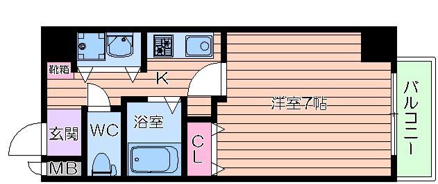 URO上六(1K/7階)の間取り写真