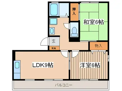 セゾン西橋本(2LDK/2階)の間取り写真