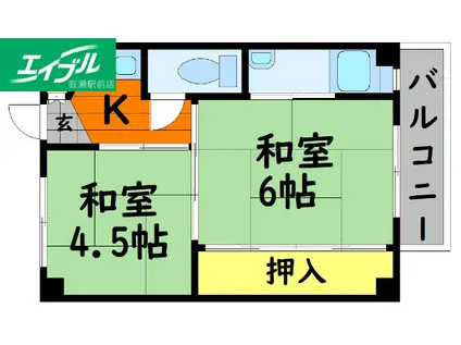 ビレッジハウス真壁4号棟(2K/2階)の間取り写真