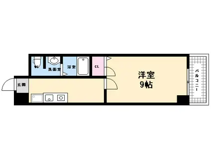 シャトー広島(1DK/4階)の間取り写真