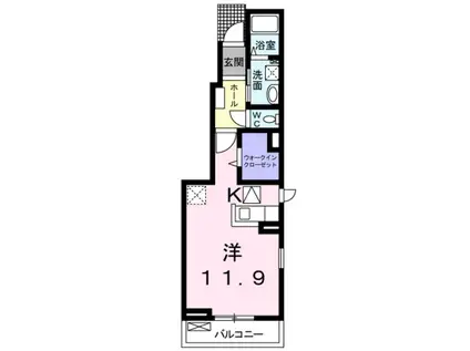 クレアコート I(ワンルーム/1階)の間取り写真