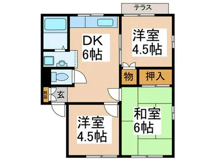 TWINHILL松幸苑2号棟(3DK/1階)の間取り写真