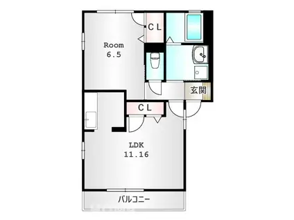 アイエーデル(1LDK/1階)の間取り写真