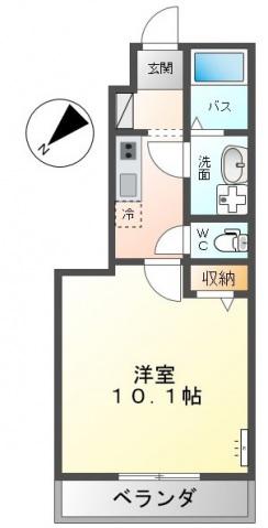 クレール比治山(1K/1階)の間取り写真