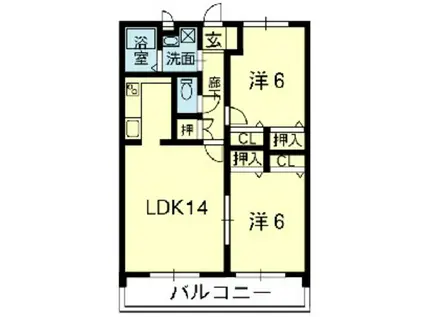 アベニュー山室(2LDK/2階)の間取り写真