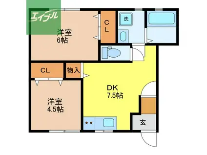 COZY(2DK/1階)の間取り写真