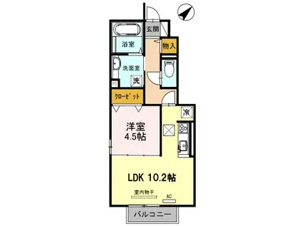 ボナール・ヴィーブルIII(1LDK/1階)の間取り写真