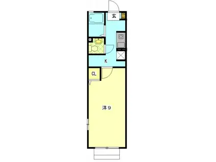 キャッスルウエストII(1K/1階)の間取り写真