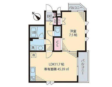 COCO TERRACE(1LDK/2階)の間取り写真