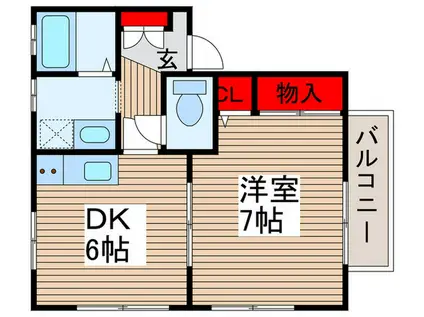 コーポ杉橋1F(1DK/1階)の間取り写真