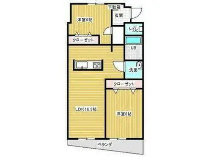 近鉄名古屋線 白子駅 徒歩20分 5階建 築16年(2LDK/1階)の間取り写真