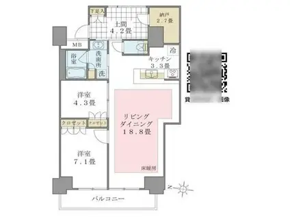 ブリリアイスト東雲キャナルコート(2LDK/4階)の間取り写真
