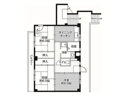ビレッジハウス亀井野2号棟(3DK/2階)の間取り写真