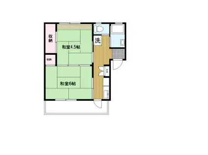 京急本線 屏風浦駅 徒歩15分 5階建 築63年(2K/5階)の間取り写真