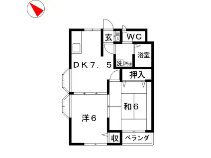 ジミーハイツ(2DK/1階)の間取り写真