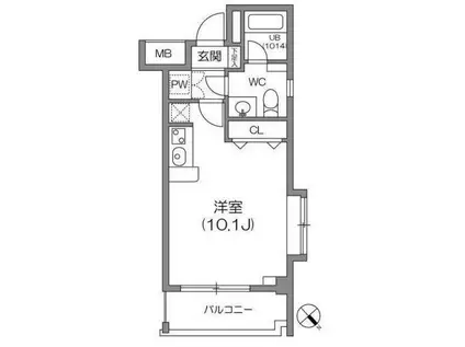 ルクレ森下レジデンス(ワンルーム/10階)の間取り写真