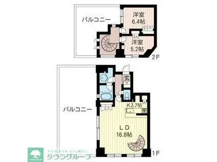 エスティメゾン北新宿(2LDK/9階)の間取り写真