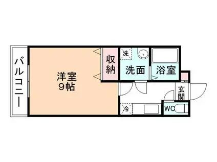 ピースフルII(1K/1階)の間取り写真