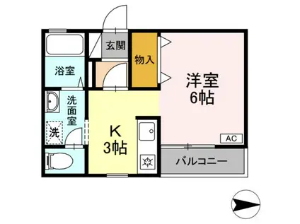 フルール(ワンルーム/2階)の間取り写真