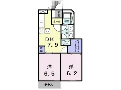 タートルビレッジI(2DK/1階)の間取り写真