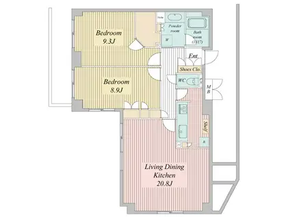 パークプレイス三田(2LDK/6階)の間取り写真