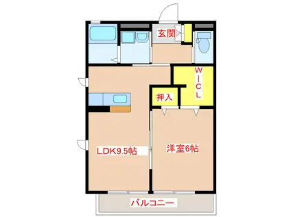 ベルグラースII(1LDK/1階)の間取り写真