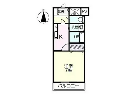 ヴァンベール藤が丘(1K/2階)の間取り写真