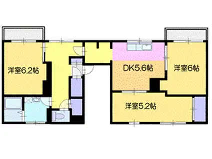 ビレッジハウス野幌9号棟(3DK/3階)の間取り写真