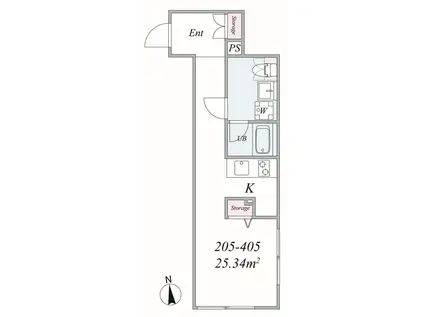 PREAS西大井(1K/4階)の間取り写真