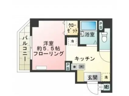 セイコーガーデンIII(1K/6階)の間取り写真