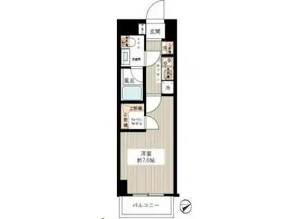 ハーモニーレジデンス清澄(1K/6階)の間取り写真