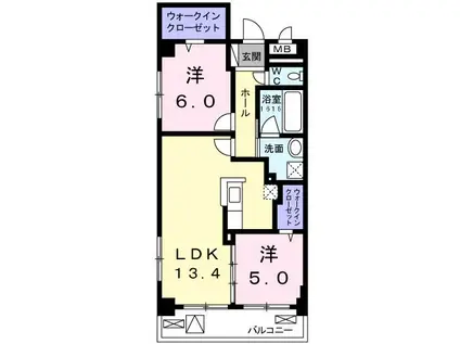 ヴェルデコート(2LDK/3階)の間取り写真