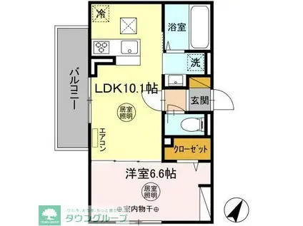 コモドコーポ前原(1LDK/1階)の間取り写真