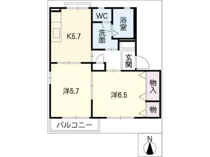 バリュージュ(2K/2階)の間取り写真