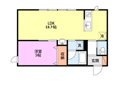 ヴィラA棟(1LDK/2階)の間取り写真