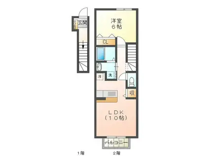 近鉄名古屋線 久居駅 徒歩15分 2階建 築21年(1LDK/2階)の間取り写真