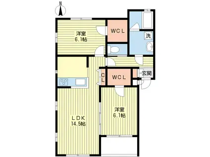 ミラージュコート(2LDK/2階)の間取り写真