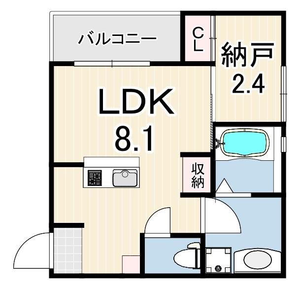 ワコーレヴィータ神戸山本通(1LDK/1階)の間取り写真