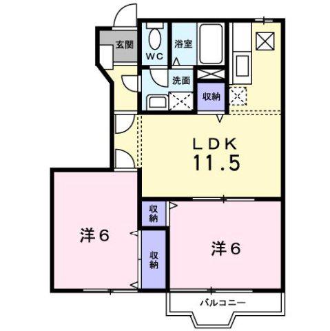 キャンディポップC(2LDK/1階)の間取り写真