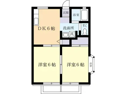 サニーハイツ真鍋(2DK/2階)の間取り写真