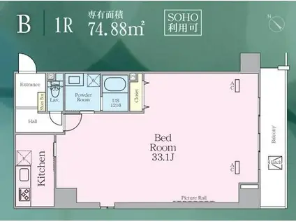 ゼンパレス日本橋(ワンルーム/2階)の間取り写真