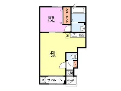 OWL1号館(1LDK/1階)の間取り写真