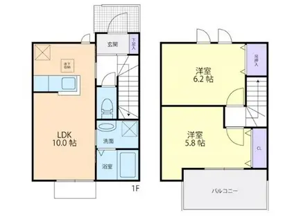 FLEGRAFORE C(2LDK/1階)の間取り写真