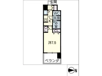 LA DOUCEUR黒川II(1K/8階)の間取り写真