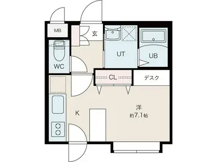 ジャンティ ヴェール(1K/4階)の間取り写真
