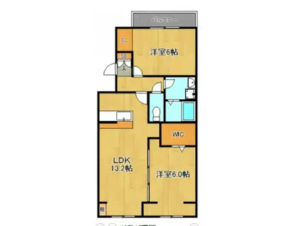 パルティーレ戸坂(2LDK/2階)の間取り写真